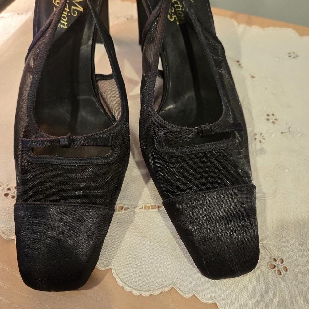 Chic Black Mesh Women's Heels with Bow Detail, Size 9.5 - Picture 11 of 13